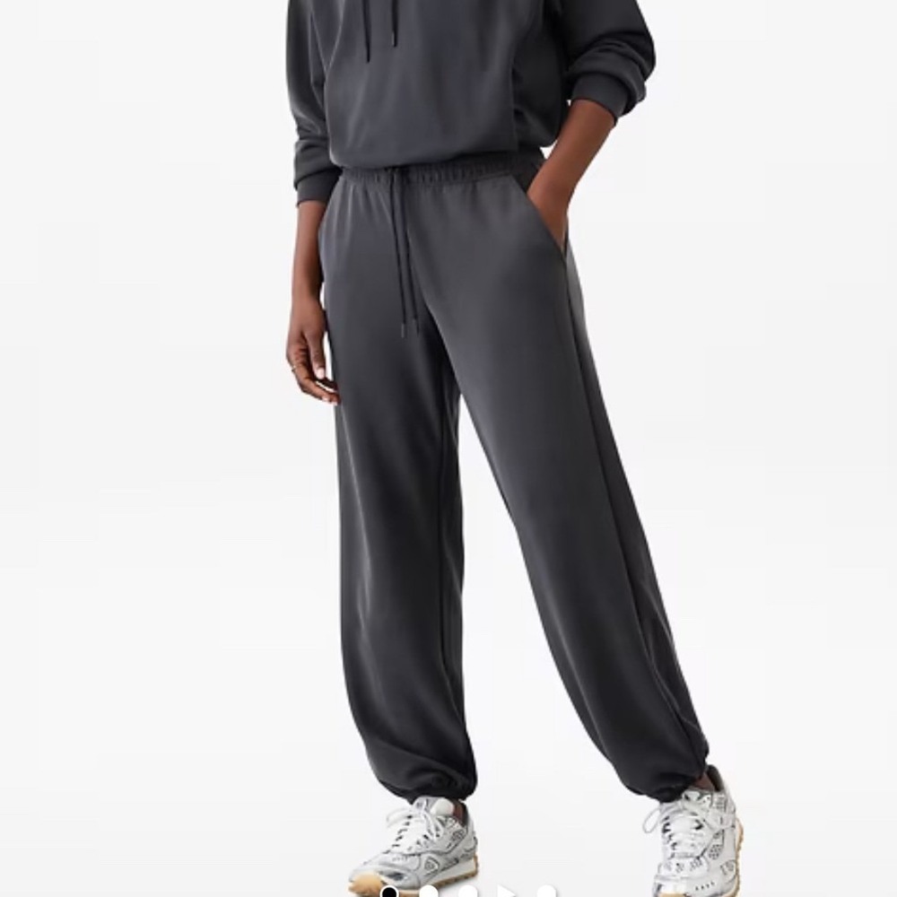 Athleta Seasoft Mid Rise Jogger Women's XL Black Gray Lounge Relaxed Activewear‎